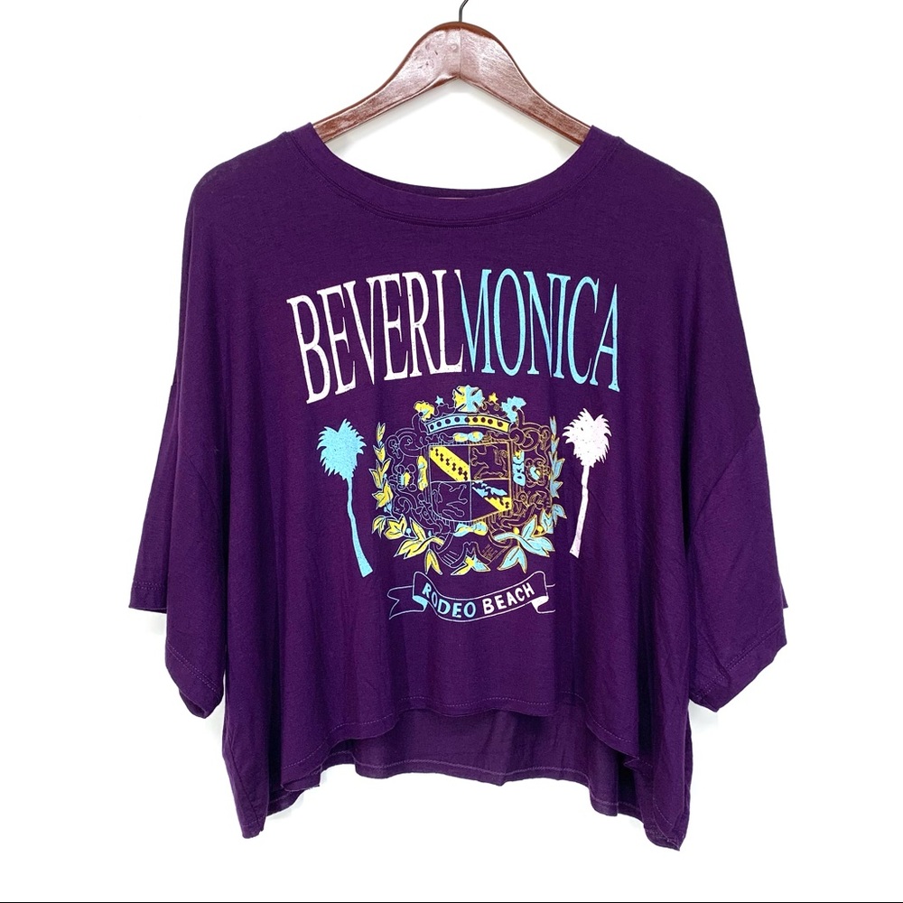West Coast Beverly Hills Santa Monica Mashup Graphic Oversized Boxy Tee Nwot